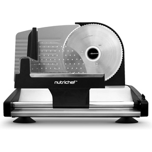 image:imageNutrichef Electric Meat Slicer  200W Automatic Meat Deli amp Bread Slicer  Adjustable Dial for 015mm Cutting Range Thickness  Removable 75 IN Stainless Steel Blade amp Food Pusher for Safety Black