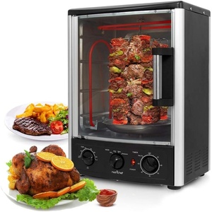 image:imageNutrichef Vertical Countertop Oven with Rotisserie Bake Broil amp Kebab Rack Functions  Adjustable Settings  2 Shelves  1500W  Thanksgiving Turkey  Includes Grill Kebab skewer racks amp bake pan