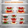 image:image24Piece Glass Food Storage Containers  Stackable Superior Glass Mealprep Containers wNewly Innovated Hinged BPAFree 100 Leakproof Locking Lids  FreezertoOvenSafe  NutriChef NCGLBU5 BlueRed