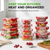 image:imageNutriChef 24pcs Glass Food Storage Containers 12 Stackable Heavy Duty Meal Prep Containers w 12 Airtight Lids Microwave Freezer amp Dishwasher Safe for Food Snacks Fruit amp More GrayRed