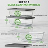 image:imageNutriChef 6 Piece Glass Loaf Pans for Baking Bread  76 Cups Stackable Glass Bread Loaf Pan  3 loaf Pan with 3 Lids  Oven amp Microwave Safe Dishwasher Safe  ClearOne Size