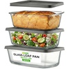 image:imageNutriChef 6 Piece Glass Loaf Pans for Baking Bread  76 Cups Stackable Glass Bread Loaf Pan  3 loaf Pan with 3 Lids  Oven amp Microwave Safe Dishwasher Safe  ClearOne Size