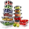 image:imageNutriChef 24pcs Glass Food Storage Containers 12 Stackable Heavy Duty Meal Prep Containers w 12 Airtight Lids Microwave Freezer amp Dishwasher Safe for Food Snacks Fruit amp More GrayGray