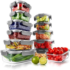 image:imageNutriChef 24pcs Glass Food Storage Containers 12 Stackable Heavy Duty Meal Prep Containers w 12 Airtight Lids Microwave Freezer amp Dishwasher Safe for Food Snacks Fruit amp More GrayGray