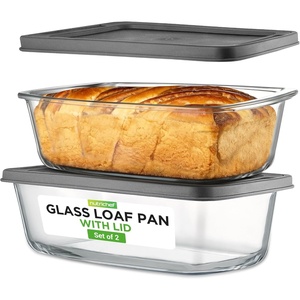 image:imageNutriChef 6 Piece Glass Loaf Pans for Baking Bread  76 Cups Stackable Glass Bread Loaf Pan  3 loaf Pan with 3 Lids  Oven amp Microwave Safe Dishwasher Safe  ClearOne Size