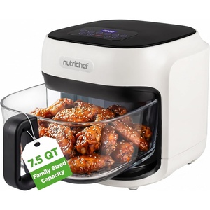 image:imageNutriChef Family Size 75 Quart Air Fryer  6 Preset Cooking Modes  Glass Fry Bowl for Best Cooking  360 Air Circulation  Cook Veggies Steak Fries Seafood Chicken amp More  White