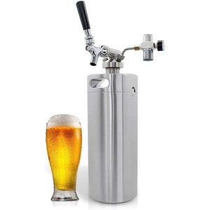 image:imageNutriChef Pressurized Growler Tap System  Stainless Steel Mini Keg Dispenser Portable Kegerator Kit  Co2 Pressure Regulator Keeps Carbonation for Craft Beer Draft and Homebrew  PKBRTP100 128ozSingle Wall