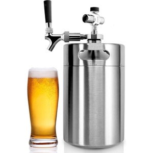 image:imageNutriChef Pressurized Growler Tap System 128oz DoubleWalled Stainless Steel Mini Keg Dispenser Portable Kegerator Kit Co2 Pressure Regulator Keeps Carbonation for Craft Beer Draft and HomebrewDouble Wall