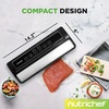 image:imageNutriChef Food Vacuum Sealer Machine Stainless Steel Automatic Air Sealing System for DryMoist Foods LED Touch Controls Includes Vacuum Hose Bag Roll and Wine Stopper 110W Suction Power 14x6Stainless Steel  Black