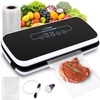 image:imageNutriChef Food Vacuum Sealer Machine Stainless Steel Automatic Air Sealing System for DryMoist Foods LED Touch Controls Includes Vacuum Hose Bag Roll and Wine Stopper 110W Suction Power 14x6Black