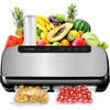 image:imageNutriChef Food Vacuum Sealer Machine Stainless Steel Automatic Air Sealing System for DryMoist Foods LED Touch Controls Includes Vacuum Hose Bag Roll and Wine Stopper 110W Suction Power 14x6Stainless Steel