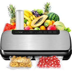 image:imageNutriChef Food Vacuum Sealer Machine Stainless Steel Automatic Air Sealing System for DryMoist Foods LED Touch Controls Includes Vacuum Hose Bag Roll and Wine Stopper 110W Suction Power 14x6Stainless Steel