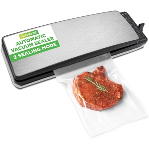 image:imageNutrichef Automatic Food Vacuum Sealer with Double Sealing Function Electric Air Sealing System for Dry Liquid amp Moist Foods Reduces Food Waste Preserve Freshness of Proteins Fruits VegetablesSilverBlack
