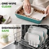 image:imageNutriChef 3Piece Ceramic Casserole Dishes for Oven  Heavy Duty Rectangular Lasagna Baking Pans w Premium Nonstick Coating amp Handles  PFOS PTFE PFOA Free  Microwave amp Oven Safe Royal BlueAqua