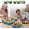 image:imageNutriChef 3Piece Ceramic Casserole Dishes for Oven  Heavy Duty Rectangular Lasagna Baking Pans w Premium Nonstick Coating amp Handles  PFOS PTFE PFOA Free  Microwave amp Oven Safe Royal BlueAqua