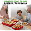 image:imageNutriChef 3Piece Ceramic Casserole Dishes for Oven  Heavy Duty Rectangular Lasagna Baking Pans w Premium Nonstick Coating amp Handles  PFOS PTFE PFOA Free  Microwave amp Oven Safe Royal BlueRed