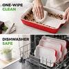 image:imageNutriChef 3Piece Ceramic Casserole Dishes for Oven  Heavy Duty Rectangular Lasagna Baking Pans w Premium Nonstick Coating amp Handles  PFOS PTFE PFOA Free  Microwave amp Oven Safe Royal BlueRed