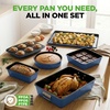 image:imageNutriChef 8Piece Nonstick Stackable Bakeware Set  PFOA PFOS PTFE Free Baking Pans Set wNonStick Coating 450F Oven Safe Round Cake Loaf Muffin WideSquare Pans Cookie Sheet GrayBlue