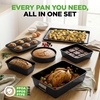 image:imageNutriChef 8Piece Nonstick Stackable Bakeware Set  PFOA PFOS PTFE Free Baking Pans Set wNonStick Coating 450F Oven Safe Round Cake Loaf Muffin WideSquare Pans Cookie Sheet GrayBlack