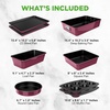 image:imageNutriChef 8Piece Nonstick Stackable Bakeware Set  PFOA PFOS PTFE Free Baking Pans Set wNonStick Coating 450F Oven Safe Round Cake Loaf Muffin WideSquare Pans Cookie Sheet GrayPurple