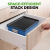 image:imageNutriChef 8Piece Nonstick Stackable Bakeware Set  PFOA PFOS PTFE Free Baking Pans Set wNonStick Coating 450F Oven Safe Round Cake Loaf Muffin WideSquare Pans Cookie Sheet GrayBlue