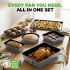 image:imageNutriChef 8Piece Nonstick Stackable Bakeware Set  PFOA PFOS PTFE Free Baking Pans Set wNonStick Coating 450F Oven Safe Round Cake Loaf Muffin WideSquare Pans Cookie Sheet GrayGray