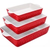 image:imageNutriChef 3Piece Ceramic Casserole Dishes for Oven  Heavy Duty Rectangular Lasagna Baking Pans w Premium Nonstick Coating amp Handles  PFOS PTFE PFOA Free  Microwave amp Oven Safe Royal BlueRed
