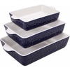 image:imageNutriChef 3Piece Ceramic Casserole Dishes for Oven  Heavy Duty Rectangular Lasagna Baking Pans w Premium Nonstick Coating amp Handles  PFOS PTFE PFOA Free  Microwave amp Oven Safe Royal BlueRoyal Blue
