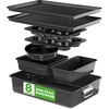 image:imageNutriChef 8Piece Nonstick Stackable Bakeware Set  PFOA PFOS PTFE Free Baking Pans Set wNonStick Coating 450F Oven Safe Round Cake Loaf Muffin WideSquare Pans Cookie Sheet GrayBlack