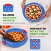 image:imageNutriChef 13Inch Nonstick Pizza Tray  Round Carbon Steel NonStick Pizza Baking Pan with Perforated Holes Premium Bakeware Pizza Screen with Silicone Grip Handles Dishwasher Safe  CopperBlue