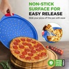 image:imageNutriChef 13Inch Nonstick Pizza Tray  Round Carbon Steel NonStick Pizza Baking Pan with Perforated Holes Premium Bakeware Pizza Screen with Silicone Grip Handles Dishwasher Safe  CopperBlue