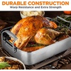 image:imageNutriChef 14Inch Stainless Steel Kitchen Roasting Pan with Polished Wire Rack  Versatile Baking Set for Turkey Chicken Meats amp More  Premium amp Heavy Duty Roaster for Oven w BuiltIn HandlesWith Cast Handle