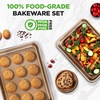 image:imageNutriChef 2Piece Baking Sheet Non Stick  Premium Carbon Steel Cookie Sheets for Baking  Large and Medium Baking Trays for Oven  Blue DiamondGold
