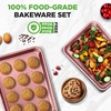 image:imageNutriChef 2Piece Baking Sheet Non Stick  Premium Carbon Steel Cookie Sheets for Baking  Large and Medium Baking Trays for Oven  Blue DiamondRose Gold