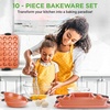 image:imageNutriChef 3 Piece Cookie Sheets for Baking  PFOA PFOS PTFE Free Nonstick Carbon Steel Bakeware Set  Home Kitchen Bake Pan Cookie Sheet Stackable Baking Sheet wBlack Silicone Handles NCSBS3S4510 Piece Set