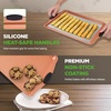 image:imageNutriChef 3 Piece Cookie Sheets for Baking  PFOA PFOS PTFE Free Nonstick Carbon Steel Bakeware Set  Home Kitchen Bake Pan Cookie Sheet Stackable Baking Sheet wBlack Silicone Handles NCSBS3S453 Piece Set