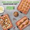 image:imageNutriChef 3 Piece Cookie Sheets for Baking  PFOA PFOS PTFE Free Nonstick Carbon Steel Bakeware Set  Home Kitchen Bake Pan Cookie Sheet Stackable Baking Sheet wBlack Silicone Handles NCSBS3S453 Piece Set