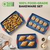 image:imageNutriChef 3Piece Nonstick Cookie Sheets for Baking  Premium Carbon Steel Baking Trays w NonStick Smooth Coating amp Silicone Handles  Large Medium amp Small Bakeware  Blue3Piece Set