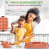 image:imageNutriChef 5Piece Bakeware Set  Premium NonStick Stackable Kitchen Baking Pans with Silicone Handles  Includes 3 Cookie Sheets Baking Pan amp Lid  Perfect for Cakes Cookies amp BrowniesSet of 8