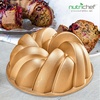 image:imageNutriChef 9Inch Cake Pan Thick and Heavy Cast Aluminum Cake Molds with 2 Layers of Nonstick Coating  Bloom Flower Design for Uniform Baking Up To 500 Degrees  Easy to Clean GoldFlow