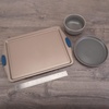 image:imageNutriChef Large Nonstick Cookie Sheet for Baking  17 x 11 Carbon Steel Kitchen Oven Baking Pan Premium Restaurant Grade Bakeware wBlue Silicone Handles  Easy to Clean Champagne GoldChampagne Gold