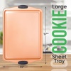 image:imageNutriChef Large Nonstick Cookie Sheet for Baking  17 x 11 Carbon Steel Kitchen Oven Baking Pan Premium Restaurant Grade Bakeware wBlue Silicone Handles  Easy to Clean Champagne GoldCopper