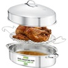 image:imageNutriChef 20 Oval Roasting Pan with Rack and Lid  Premium Stainless Steel Roaster Dish w Wide Handles amp Removable Rack MultiUse Cookware for Turkey Chicken Stews amp More  Dishwasher Safe
