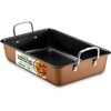 image:imageNutriChef Deep Roasting Pan with Wire Handles  Premium Nonstick Carbon Steel Baking Dish MultiUse Bakeware for Turkey Chicken Lasagna amp Casserole  Easy to Clean Brown  15 x 10 x 37