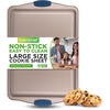 image:imageNutriChef Large Nonstick Cookie Sheet for Baking  17 x 11 Carbon Steel Kitchen Oven Baking Pan Premium Restaurant Grade Bakeware wBlue Silicone Handles  Easy to Clean Champagne GoldChampagne Gold
