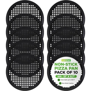 image:imageNutriChef 128 Inch Nonstick Pizza Pan for Oven  Carbon Steel Pizza Baking Tray with Airflow Holes  Premium Bakeware for Fresh amp Frozen Pizza Dishwasher Safe  Gray10 Pack