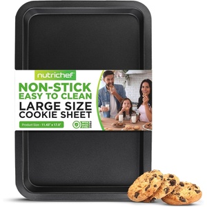 image:imageNutriChef 17 Inch Black Nonstick Large Cookie Sheet Thick amp Durable Carbon Steel Baking Pan with Nontoxic Coating  Easy Clean Wrap Resistance amp Oven Safe