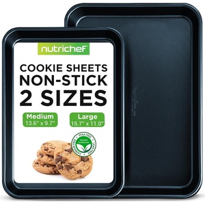 image:imageNutriChef 2Piece Baking Sheet Non Stick  Premium Carbon Steel Cookie Sheets for Baking  Large and Medium Baking Trays for Oven  Blue DiamondBlue Diamond