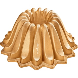image:imageNutriChef 9Inch Cake Pan Thick and Heavy Cast Aluminum Cake Molds with 2 Layers of Nonstick Coating  Bloom Flower Design for Uniform Baking Up To 500 Degrees  Easy to Clean GoldSlope