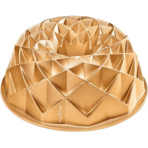 image:imageNutriChef 9Inch Cake Pan Thick and Heavy Cast Aluminum Cake Molds with 2 Layers of Nonstick Coating  Bloom Flower Design for Uniform Baking Up To 500 Degrees  Easy to Clean GoldWreath